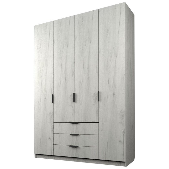 Шкаф 4-х дверный «Экон», 1600×520×2300 мм, 3 ящика, цвет дуб крафт белый