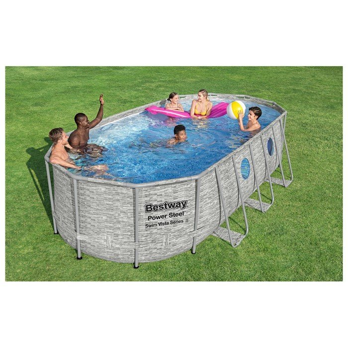 Бассейн каркасный power steel swim vista. Каркасный бассейн Bestway 56714. 56946 Bestway. Бассейн ротанг.