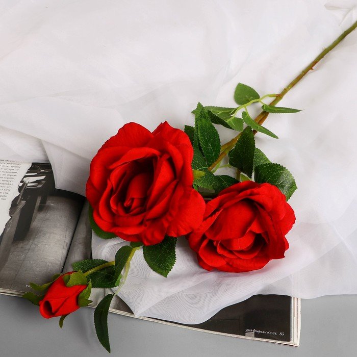 Цветы искусственные "Роза плетистая" d-10 см 67 см, красный
