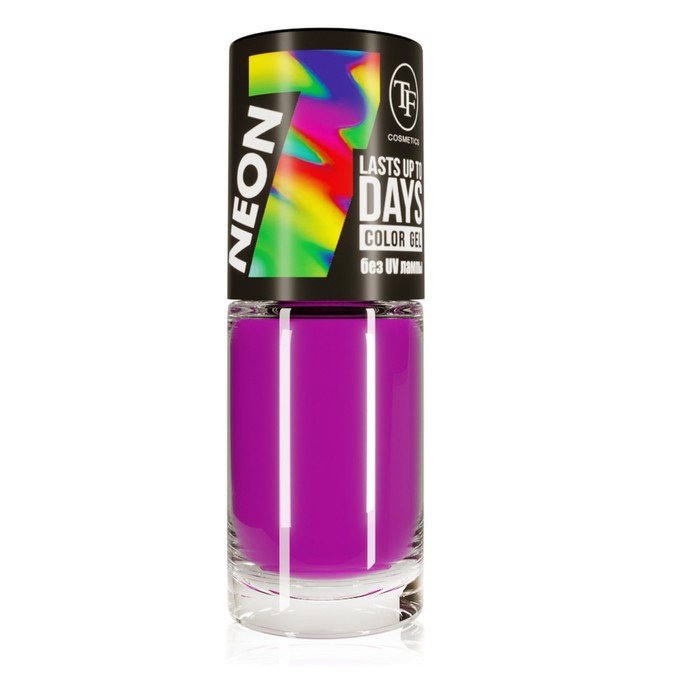 Лак для ногтей TF Color Gel Lasts Up To 7 Days Neon, тон 315 Funny Violet, 8 мл