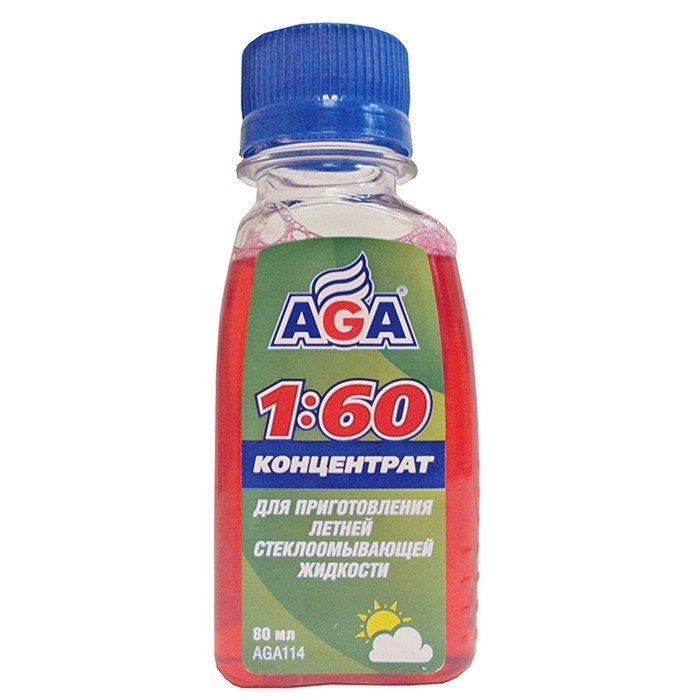 Жидкость стеклоомывающая AGA летняя, концентрат, 80 мл