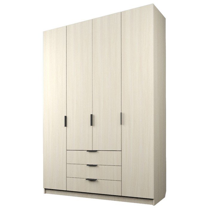 Шкаф 4-х дверный «Экон», 1600×520×2300 мм, 3 ящика, цвет дуб молочный