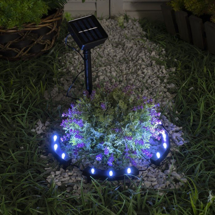 Садовый светильник на солнечной батарее «Обруч», 9 LED, свечение белое