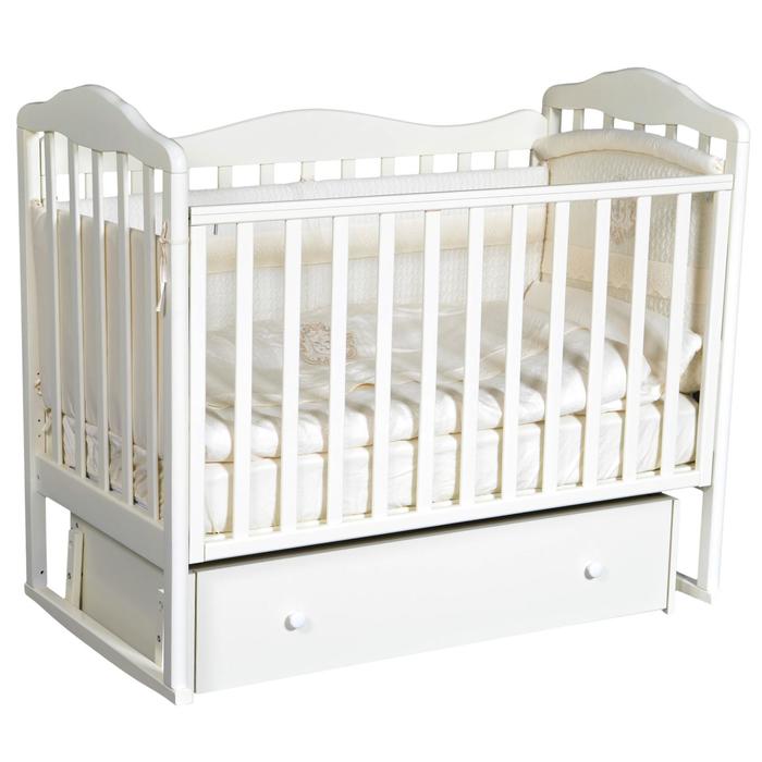 Детская кровать «Антел» Anita-7, универсальный маятник, фигурная спинка, ящик, цвет белый