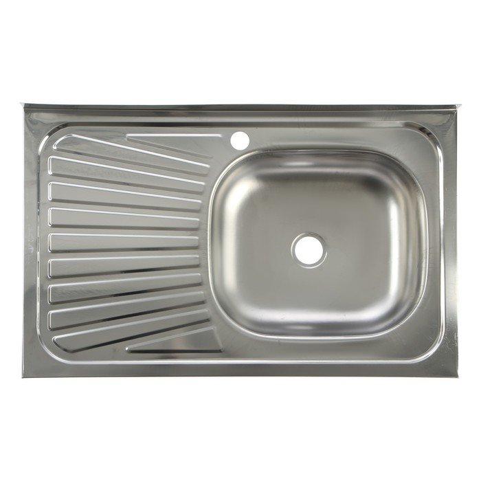 Мойка кухонная TRIO, накладная, без сифона, 80х50 см, правая, нержавеющая сталь 0.4 мм