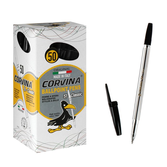 Ручка шариковая Carioca Corvina 51, прозрачный корпус, узел 1.0 мм, чернила чёрные