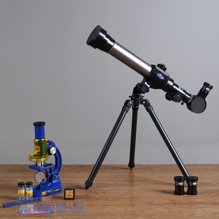 Набор обучающий "Юный натуралист Ultra": телескоп настольный 20х/ 30х/ 40х, съемные линзы, микроскоп