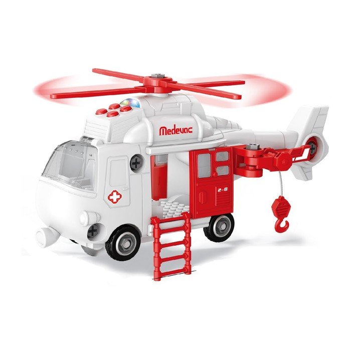 Спасательный вертолет-конструктор Funky Toys, свет, звук, 32 см