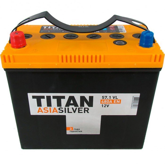 Аккумуляторная батарея Titan Asia Silver  57 Ач, 6СТ-57.1 VL (B24R), прямая полярность