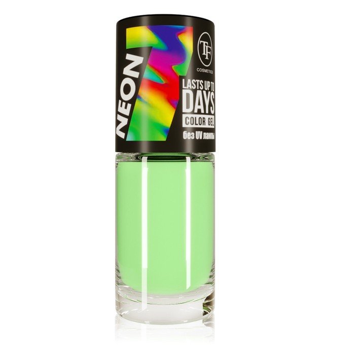 Лак для ногтей TF Color Gel Lasts Up To 7 Days Neon, тон 316 Tropic Green, 8 мл