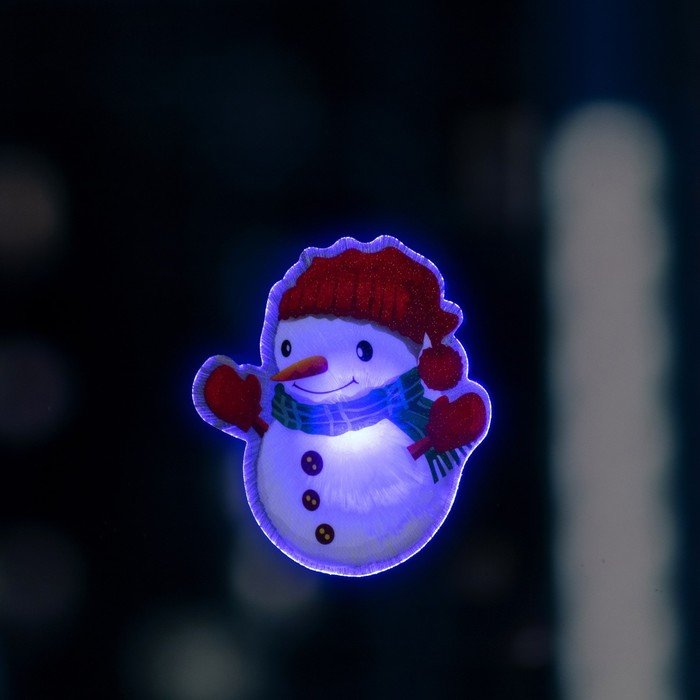 Светодиодная игрушка на липучке «Снеговик» 7.5 × 8.5 см, батарейки LR44х3, свечение мульти
