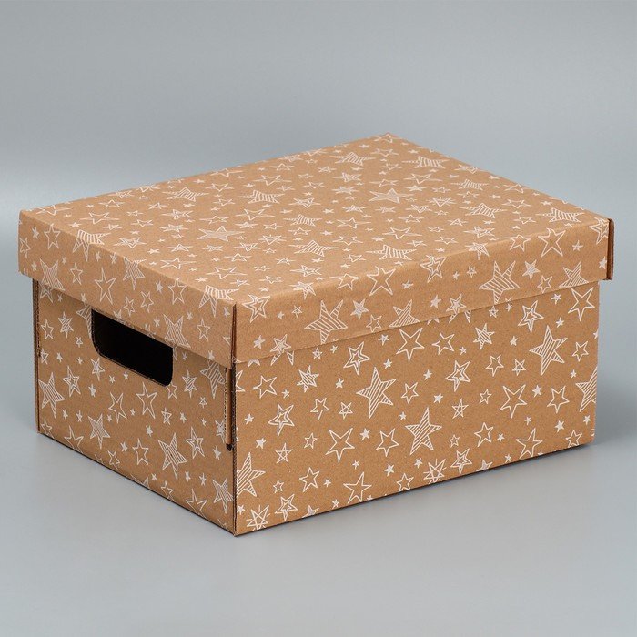 Складная коробка бурая «Звёзды», 32.2 х 25.2 х 16,4 см