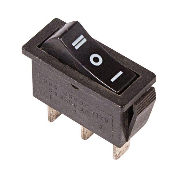 Клавишный выключатель Rexant 36-2220, 250 В, 10 А, ON-OFF-ON, 3с, черный, с нейтралью