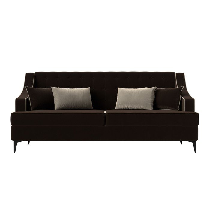 Прямой диван «Марк», микровельвет, цвет коричневый / бежевый