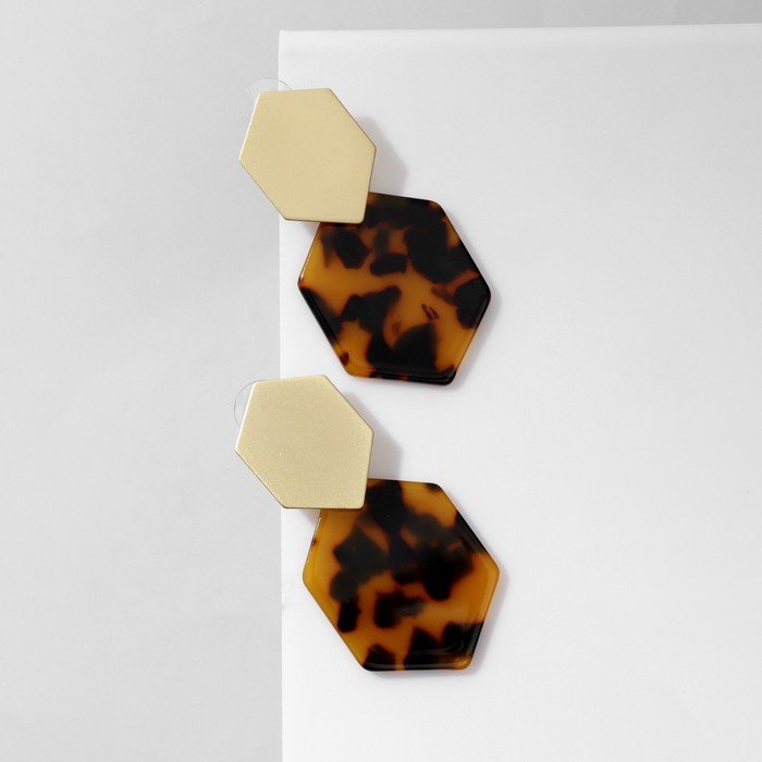 Серьги акрил "Геометрия", цвет коричневый в золоте