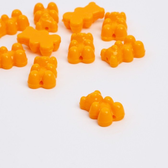 Бусина "Мишка мармеладный" (набор 10шт), 1,8*1,2*0,8см, цвет оранжевый