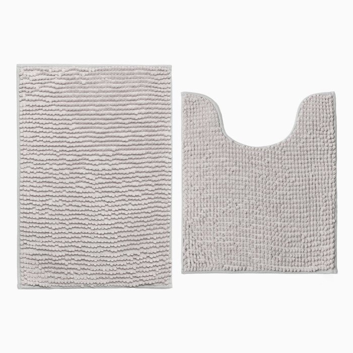 Набор ковриков для ванной Этель Букли цвет серый 2 шт, 38х58 см, 48х38 см