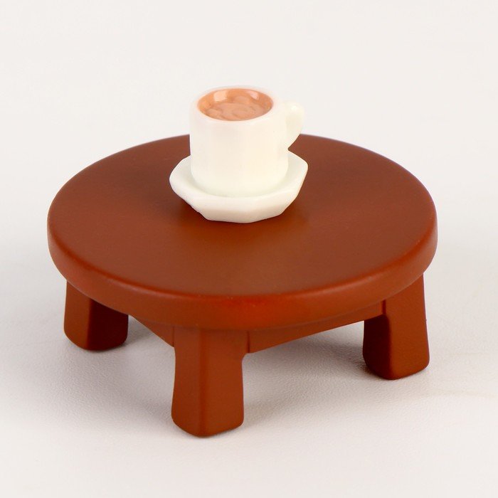 Миниатюра кукольная «Столик с чашкой», набор 2 шт., размер 1 шт. — 3,5 × 3,5 × 2,5 см