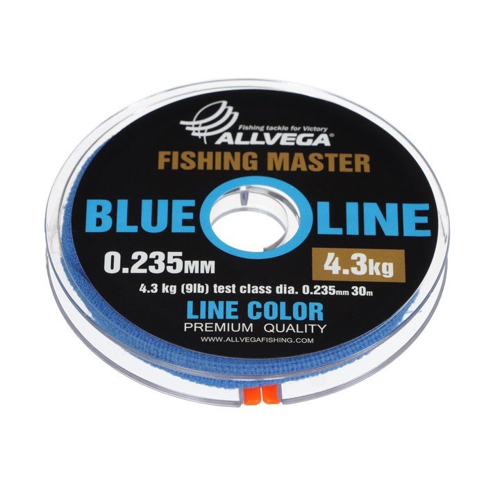 Леска монофильная ALLVEGA Fishing Master, диаметр 0.235 мм, тест 4.3 кг, 30 м, голубая