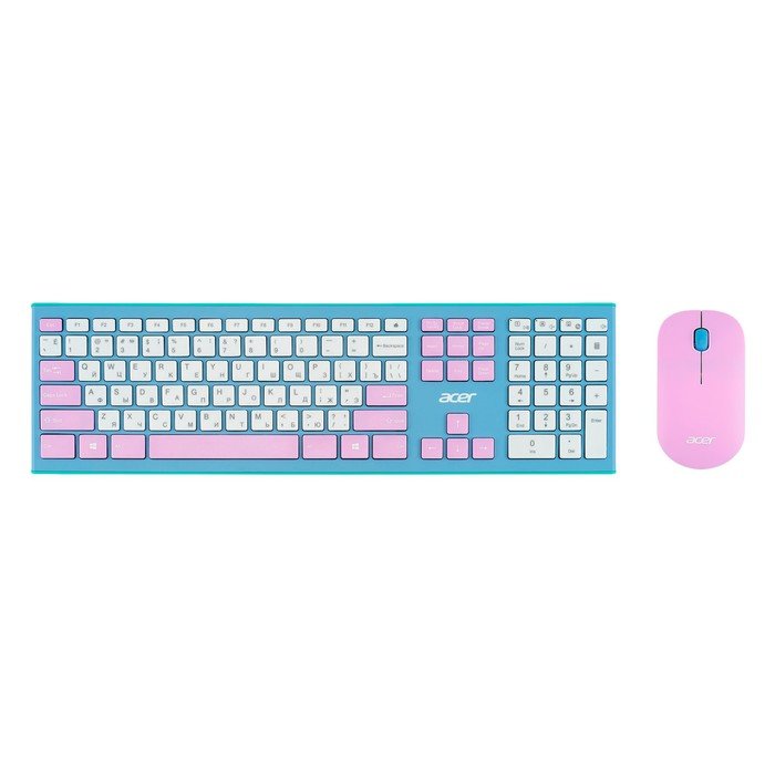 Клавиатура + мышь Acer OCC200 клав:фиолетовый/зеленый мышь:фиолетовый/зеленый USB беспровод   102943