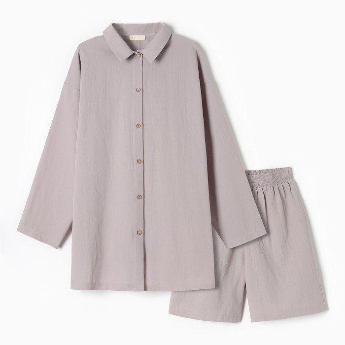 Комплект женский (рубашка, шорты) KAFTAN размер 52-54, серый