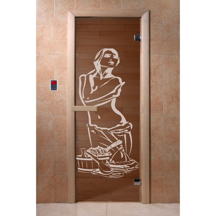 Дверь «Искушение», размер коробки 190 × 70 см, 6 мм, 2 петли, левая, цвет бронза