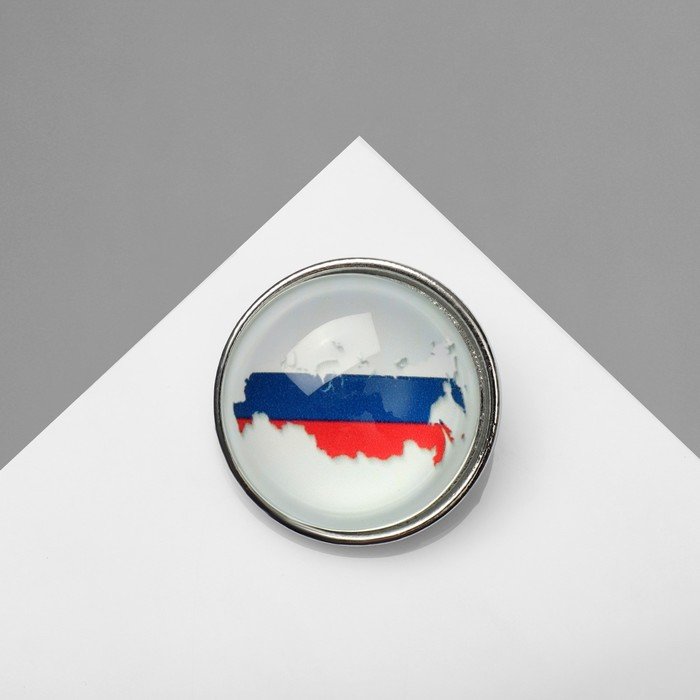 Брошь "Россия", цветной в серебре