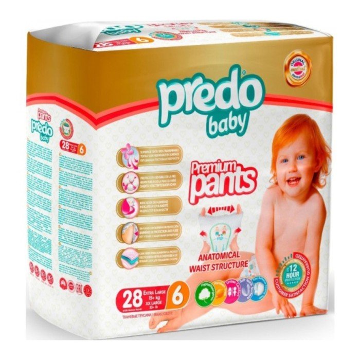 Подгузники-трусики Predo Baby Premium Pants, размер 6, 15+ кг, 28 шт
