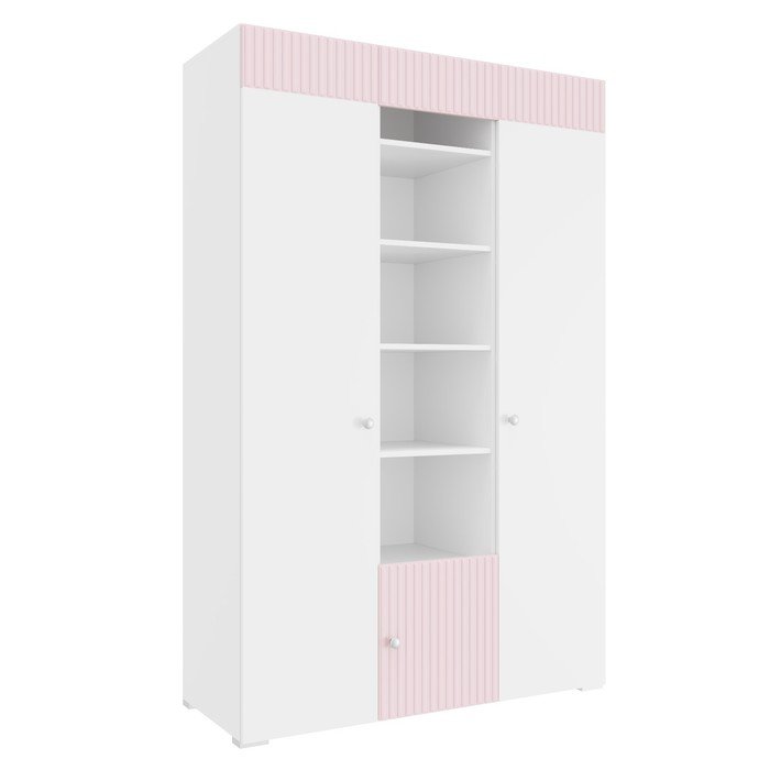 Шкаф комбинированный «Алиса», 1321х465х2020 мм, 3 двери, цвет белый / розовый