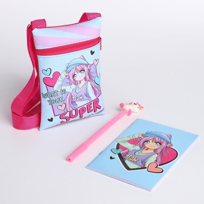 Набор для девочки "Супер девочка": сумка, ручка, блокнот