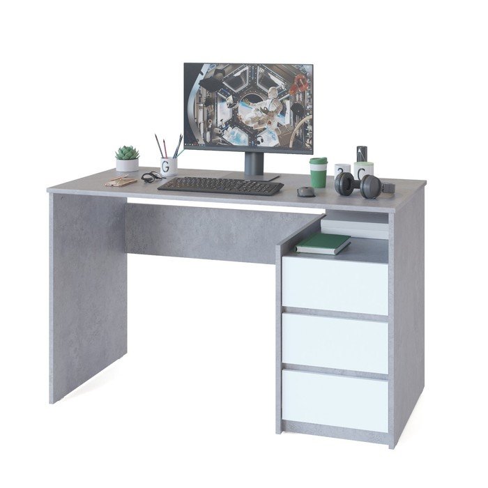 Письменный стол «СПм 21», 1200 × 600 × 740 мм, цвет бетон / белый