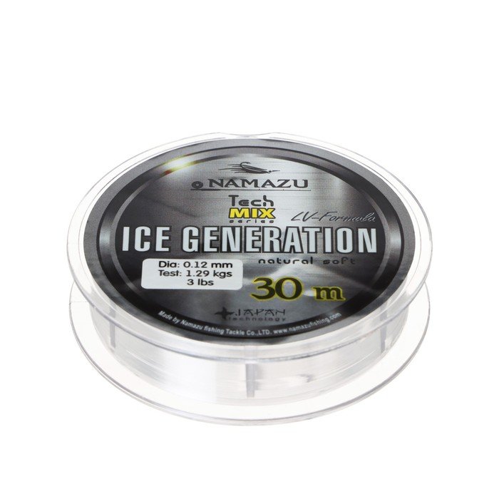 Леска Namazu Ice Generation, диаметр 0.12 мм, тест 1.29 кг, 30 м, прозрачная