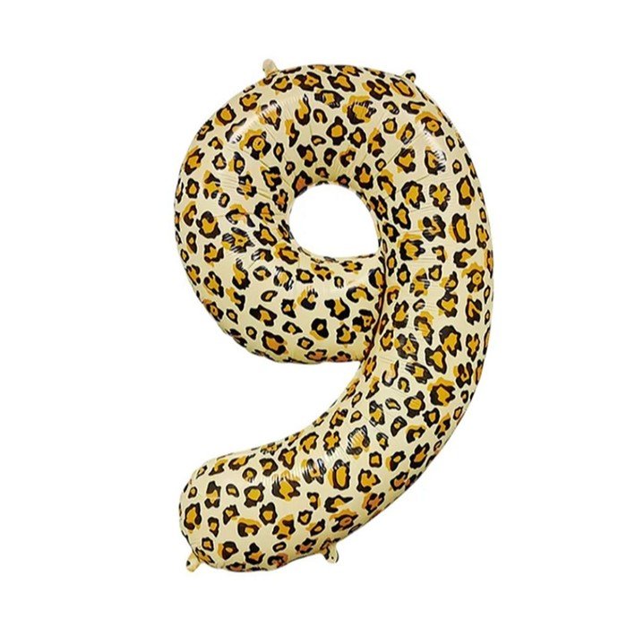 Шар фольгированный 32" Цифра 9, цвет леопард