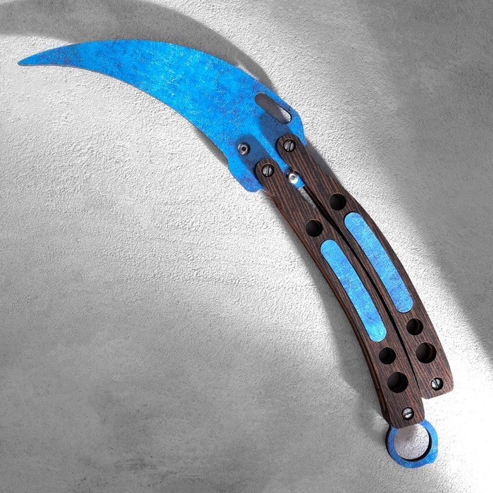 Сувенир деревянный "Нож-бабочка. Керамбит", синий
