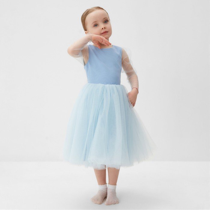 Платье нарядное детское MINAKU: PartyDress, цвет голубой, рост 110 см