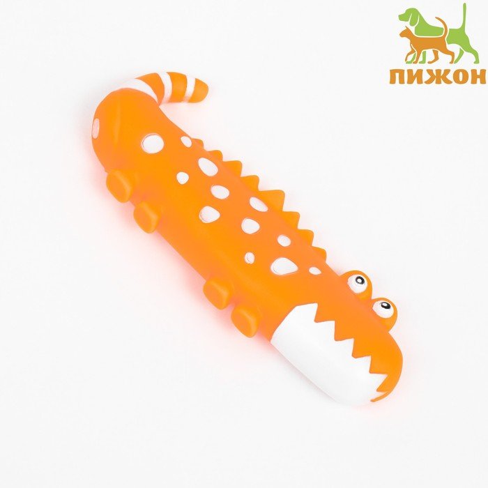Игрушка пищащая "Крокодил" для собак, 19 см, оранжевая
