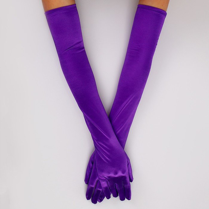 Карнавальный аксессуар - перчатки 55см, цвет фиолетовый