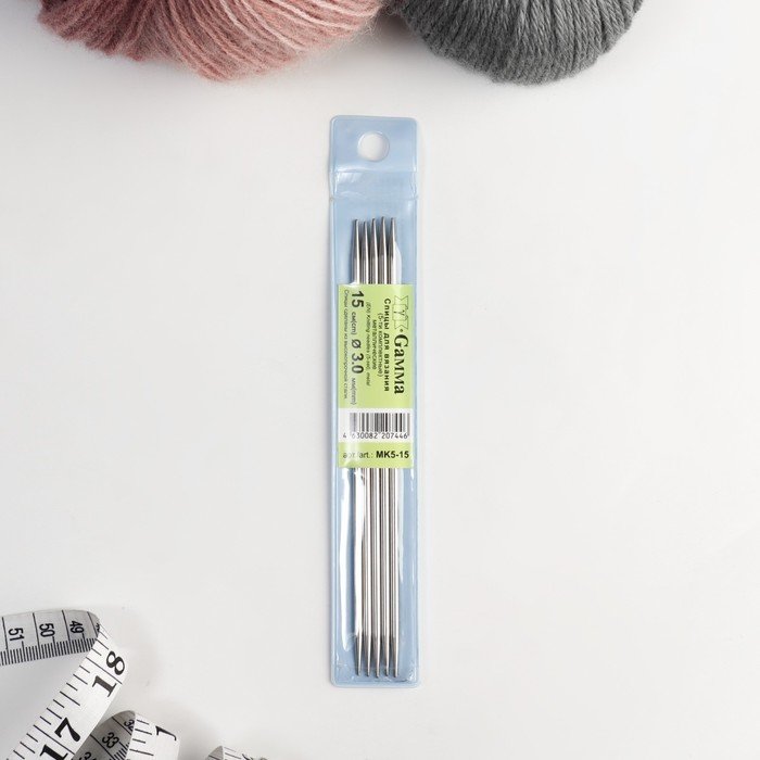 Спицы для вязания, чулочные, d = 3 мм, 15 см, 5 шт