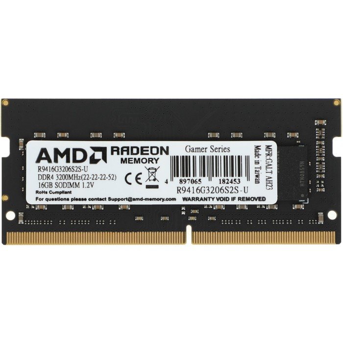 Память DDR4 16GB 3200MHz AMD R9416G3206S2S-U R9 RTL PC4-25600 CL22 SO-DIMM 260-pin 1.2В Ret   102936
