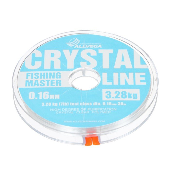 Леска монофильная ALLVEGA Fishing Master CRYSTAL, диаметр 0.16 мм, тест 3.28 кг, 30 м