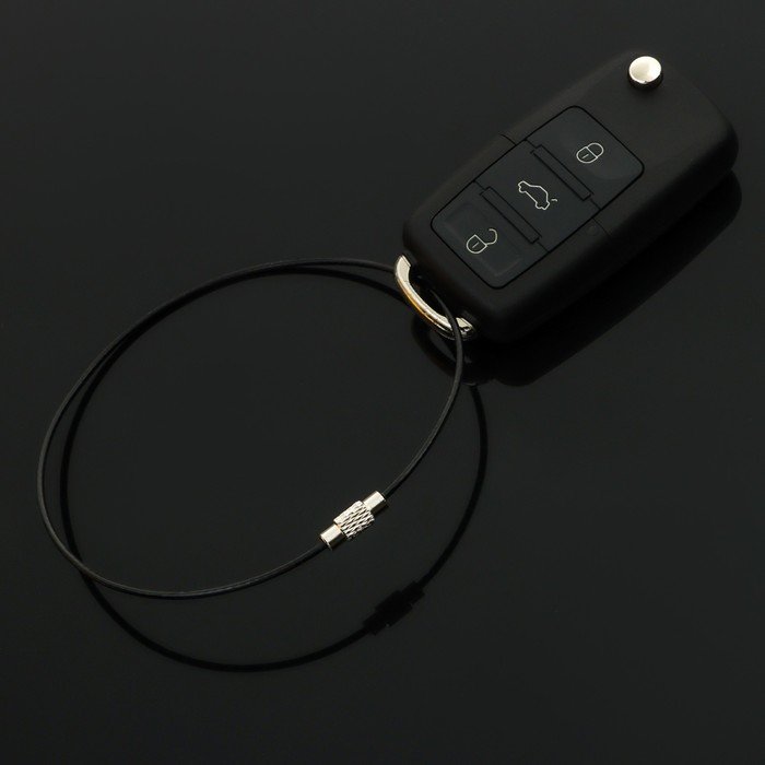 Брелок для ключей TORSO, стальной трос, 25 см,  черный