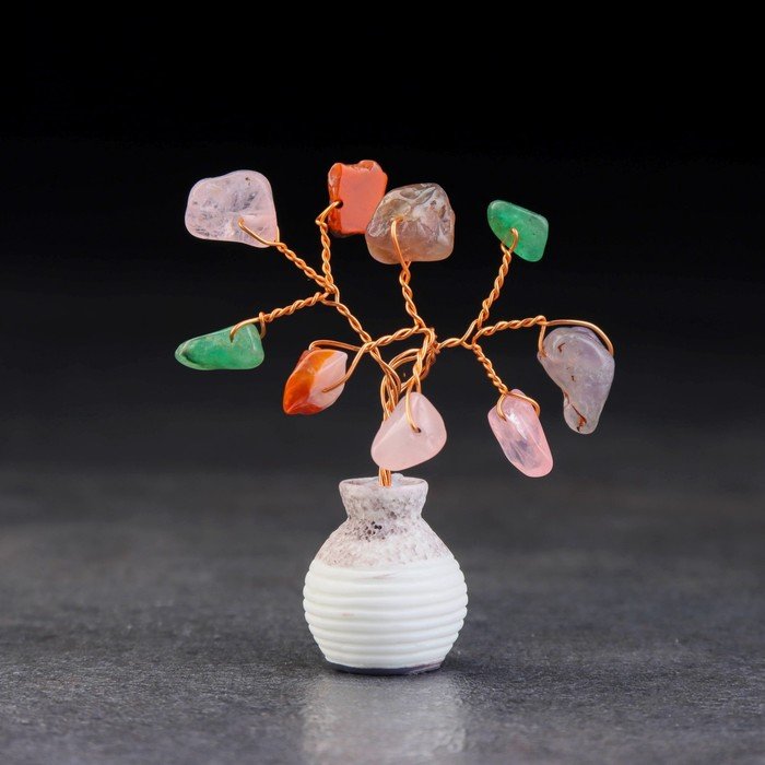 Сувенир "Дерево жизни. Самоцветы", натуральный камень, 7 х 3 см