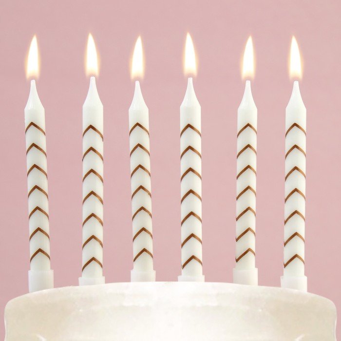 Свечи в торт "С Днем рождения", узоры, 6 шт