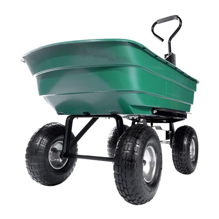 Тележка садовая, четырёхколёсная: груз/п 250 кг, объём 75 л, зелёная