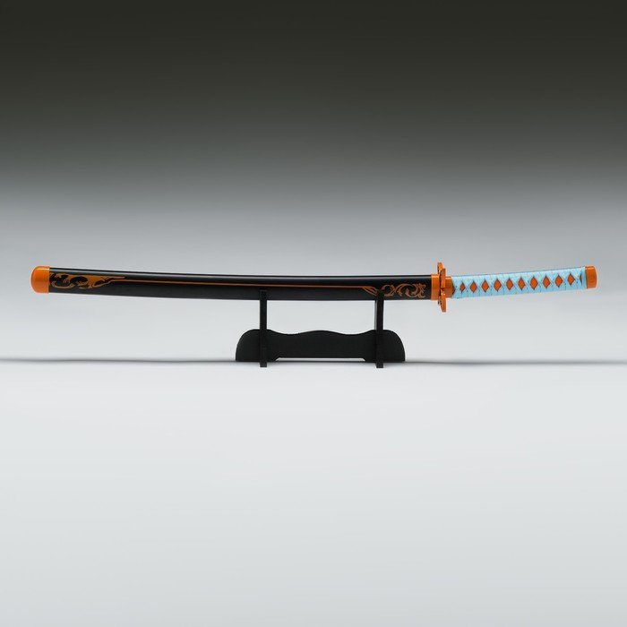 Сувенирное оружие "Катана Нобу" 77см, рукоять голубая, на подставке