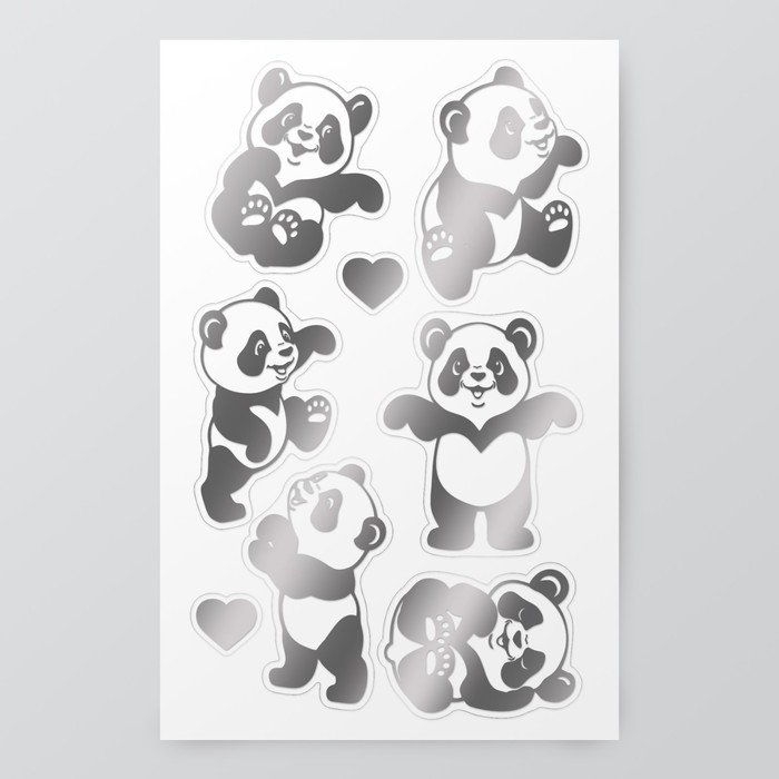 Наклейки (стикеры) "Панда" 10х15 см, цвет серебро, 5-324