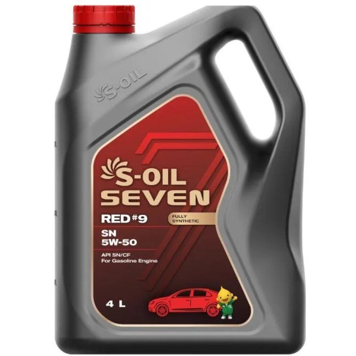 Автомобильное масло S-OIL 7 RED #9 SN 5W-50 синтетика, 4 л