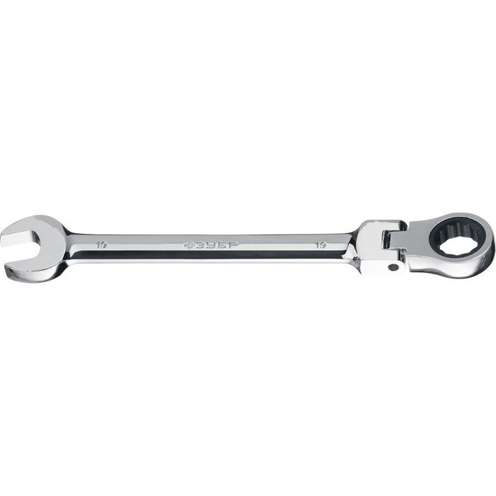Ключ гаечный комбинированный трещоточный шарнирный ЗУБР 27101-19, 19 мм