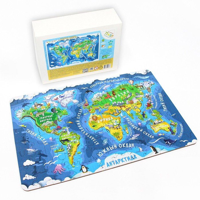 Пазл «Карта мира - материки и океаны»