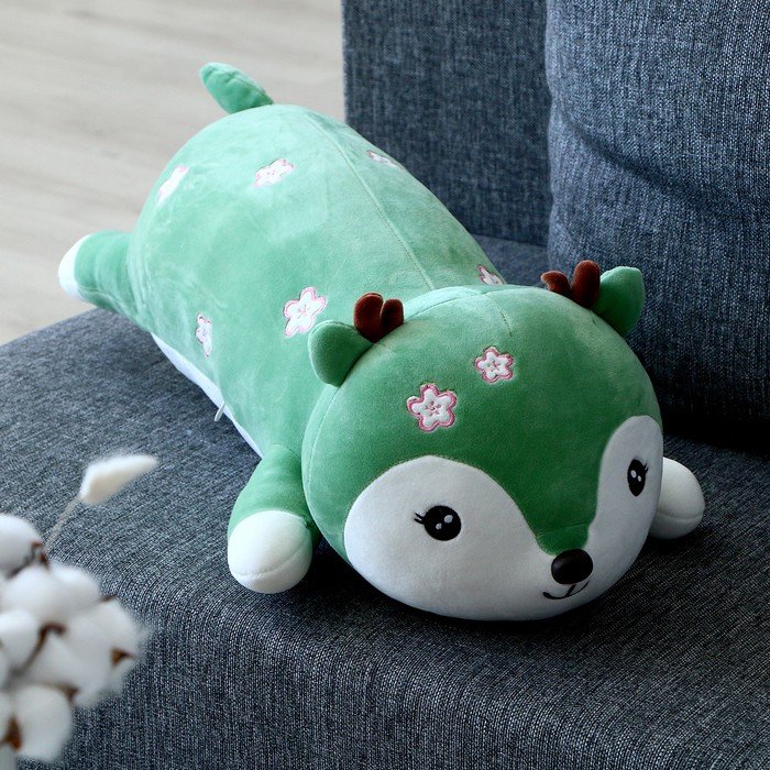 Мягкая игрушка-подушка «Оленёнок», 60 см, цвет зелёный